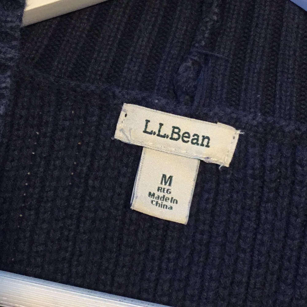 L.L. Bean Navy Ribbed Open-Front Cardigan - Picture 3 of 7